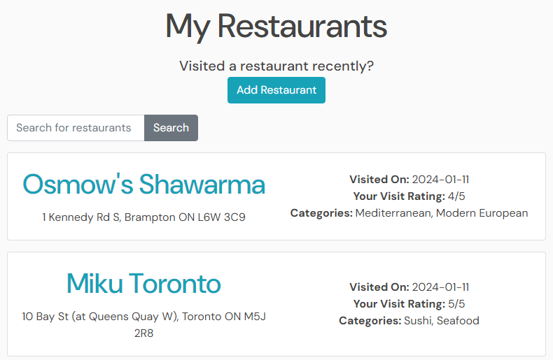 My Restaurants